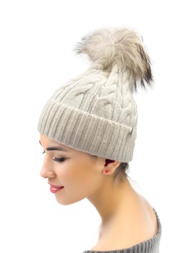 GORROS MODA MUJER BLANCOS ROTO DE PUNTO Y PELO | EL JARDIN DEL DESEO