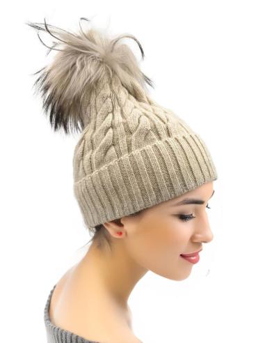 GORROS MODA MUJER BEIGE DE PUNTO Y PELO | EL JARDIN DEL DESEO
