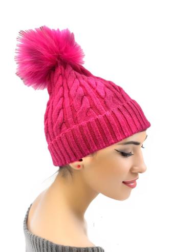 GORROS MODA MUJER FUCSIAS DE PUNTO Y PELO | EL JARDIN DEL DESEO