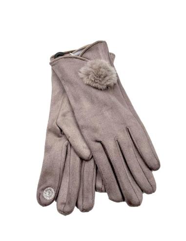 GUANTES GRISES CORTOS CON POMPON PELO | EL JARDIN DEL DESEO