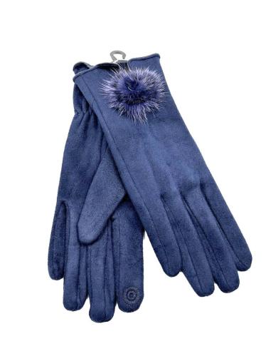 GUANTES AZULES MARINO CORTOS CON POMPON | EL JARDIN DEL DESEO
