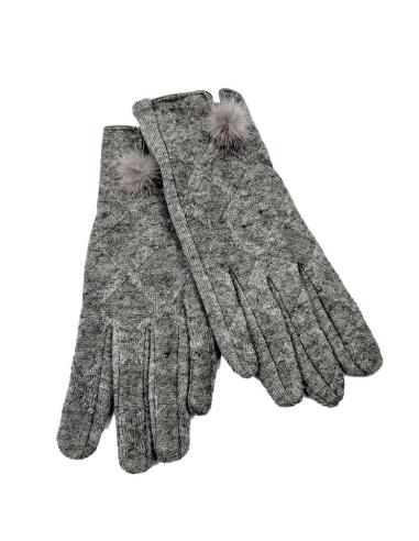 GUANTES GRISES DE PUNTO CON POMPON PELO | EL JARDIN DEL DESEO