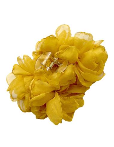 PINZAS MOSTAZAS CON FLORES DE TELA GASA SEDOSA | EL JARDIN DEL DESEO