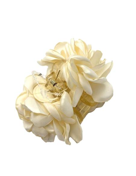 PINZAS DE PELO BEIGE PEQUEÑA FLOR DE TELA | EL JARDIN DEL DESEO