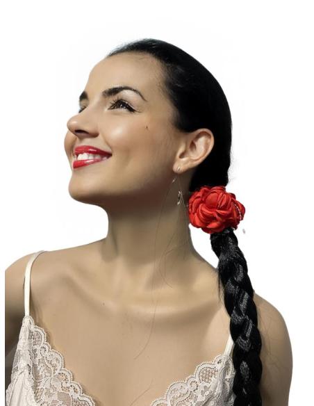 PINZAS DE PELO ROJAS PEQUEÑA FLOR DE TELA | EL JARDIN DEL DESEO