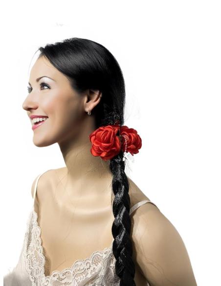 PINZAS DE PELO ROJAS PEQUEÑA FLOR DE TELA | EL JARDIN DEL DESEO