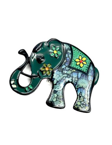 BROCHES VERDES ELEFANTE CON FLORES | EL JARDIN DEL DESEO