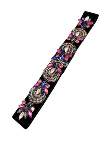 CINTURONES DE PEDRERIA NEGRA FUCSIA Y AZULONA | EL JARDIN DEL DESEO