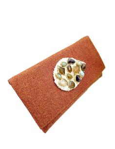 BOLSOS NARANJA TEJA CARTERA DE MUJER CON PEDRERIA | EL JARDIN DEL DESEO