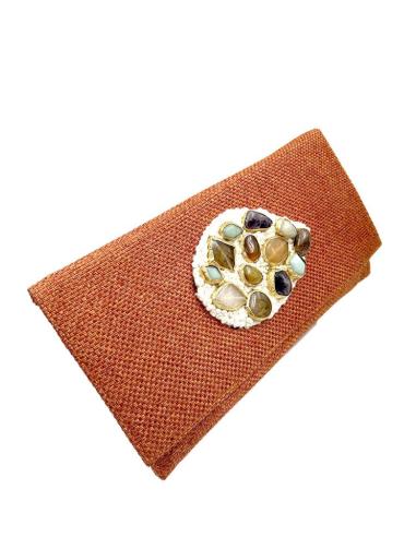 BOLSOS NARANJA TEJA CARTERA DE MUJER CON PEDRERIA | EL JARDIN DEL DESEO