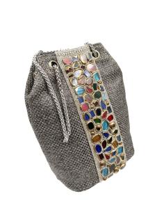 BOLSOS GRISES OSCURO CON PEDRERIA DE FIESTA | EL JARDIN DEL DESEO