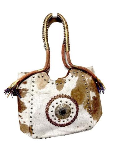BOLSOS PIEL VACA BLANCO Y CAMEL ESTILO BOHOCHIC | EL JARDIN DEL DESEO