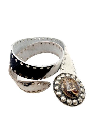 CINTURONES DE PIEL ANCHOS ANIMAL PRINT VACA EN BLANCO Y NEGRO