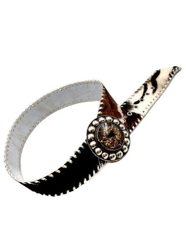 CINTURONES MUJER DE PIEL ANCHOS ANIMAL PRINT VACA CON DORADO
