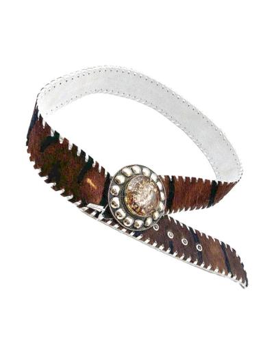 CINTURONES MUJER DE PIEL EN ANIMAL PRINT MARRON Y NEGRO