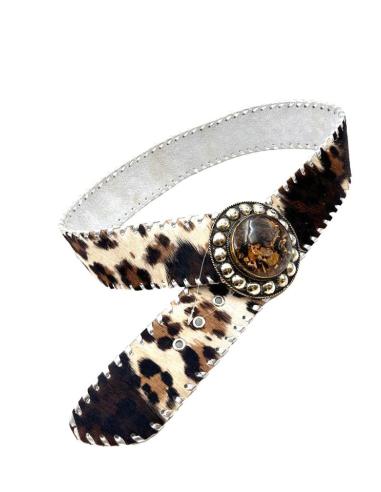 CINTURONES MUJER DE PIEL ANIMAL PRINT Y PLATEADO