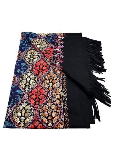 MANTONES PARA MUJER NEGROS CON BORDADO MULTICOLOR