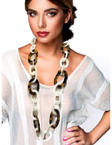 COLLARES LARGOS DE ESLABONES BLANCOS Y CAREY | EL JARDIN DEL DESEO
