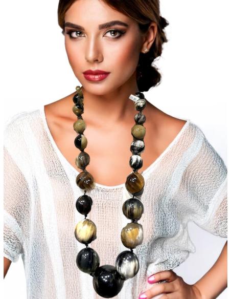 COLLARES MUJER NEGROS LARGOS DE CUERNO BUFALO | EL JARDIN DEL DESEO