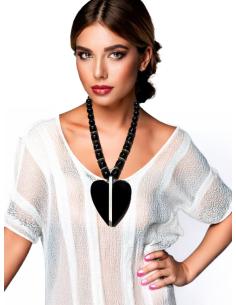 COLLARES MUJER CORTOS Y NEGROS CON CORAZON CUERNO | EL JARDIN DEL DESEO