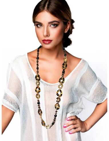 COLLARES DORADOS LARGOS DE MUJER CON ANIMAL PRINT | EL JARDIN DEL DESEO
