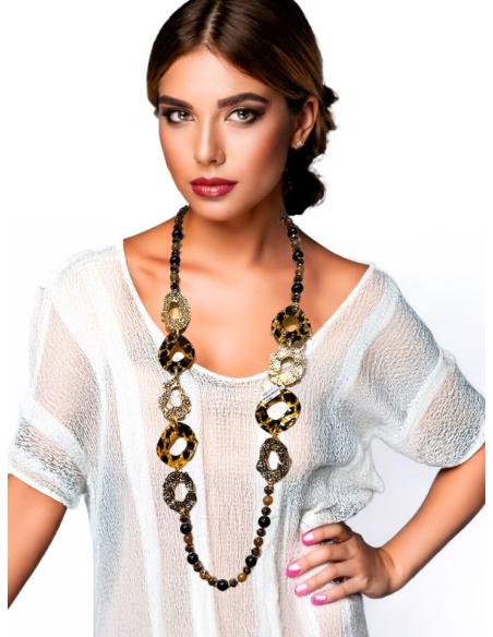 COLLARES DE MUJER DORADOS LARGOS CON ANIMAL PRINT | EL JARDIN DEL DESEO