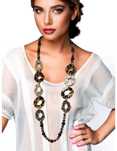 COLLARES DE MUJER DORADOS LARGOS CON ANIMAL PRINT | EL JARDIN DEL DESEO