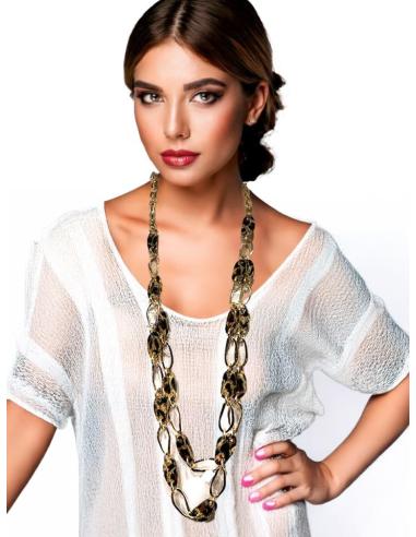 COLLARES MUJER ESLABONES DORADOS Y ANIMAL PRINT | EL JARDIN DEL DESEO