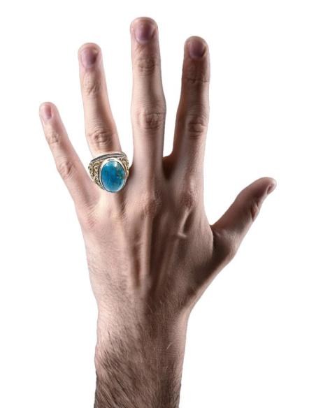 ANILLOS HOMBRE DE PLATA Y PIEDRA TURQUESA | EL JARDIN DEL DESEO