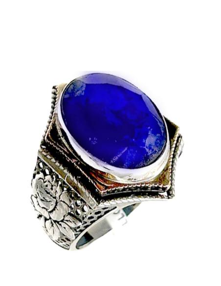 ANILLOS HOMBRE DE PLATA SELLO PIEDRA LAPISLAZULI | EL JARDIN DEL DESEO