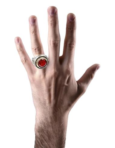 ANILLOS HOMBRE DE PLATA SELLO PIEDRA GRANATE | EL JARDIN DEL DESEO