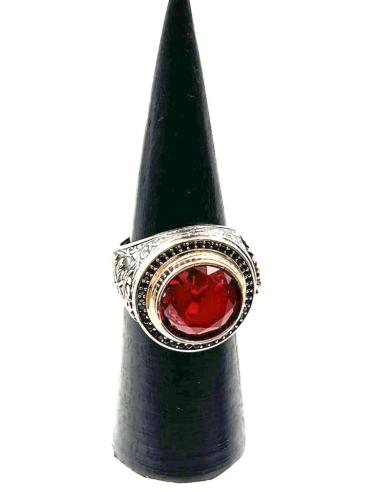 ANILLOS HOMBRE DE PLATA SELLO PIEDRA GRANATE | EL JARDIN DEL DESEO