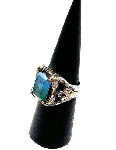 ANILLOS HOMBRE DE PLATA SELLO PIEDRA AZUL AGUA | EL JARDIN DEL DESEO