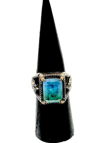 ANILLOS HOMBRE DE PLATA SELLO PIEDRA AZUL AGUA | EL JARDIN DEL DESEO