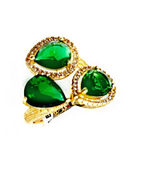 ANILLOS DORADOS DE BODA CON PEDRERIA VERDE PARA EVENTOS Y BODAS