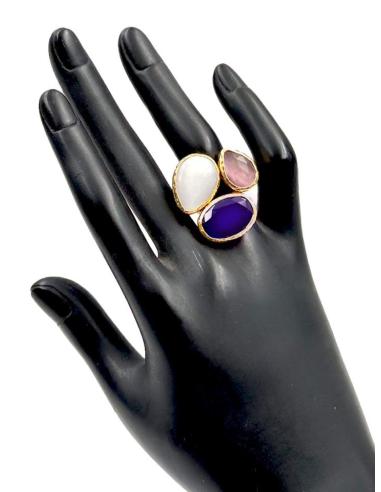 ANILLOS DE PIEDRAS AZUL MARINO BLANCO Y ROSA | EL JARDIN DEL DESEO
