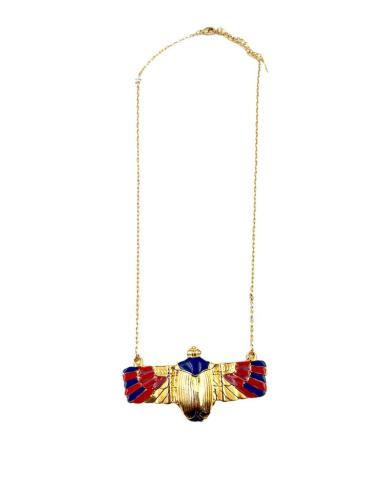 COLLARES DORADOS ESCARABAJO EGIPCIO AZUL Y ROJO | EL JARDIN DEL DESEO