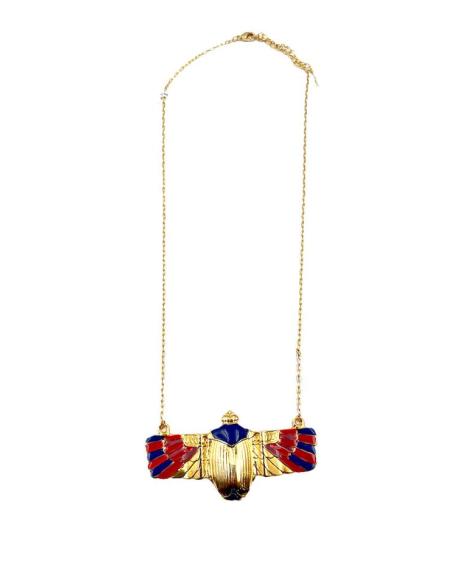 COLLARES DORADOS ESCARABAJO EGIPCIO AZUL Y ROJO | EL JARDIN DEL DESEO
