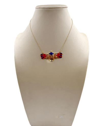 COLLARES DORADOS ESCARABAJO EGIPCIO AZUL Y ROJO | EL JARDIN DEL DESEO