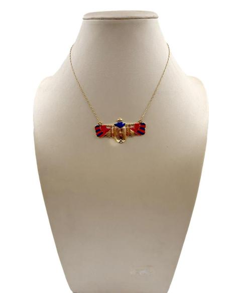 COLLARES DORADOS ESCARABAJO EGIPCIO AZUL Y ROJO | EL JARDIN DEL DESEO