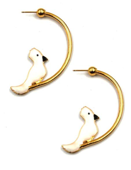 PENDIENTES AROS DORADOS CON PAPAGAYO | EL JARDIN DEL DESEO