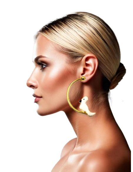 PENDIENTES AROS DORADOS CON PAPAGAYO | EL JARDIN DEL DESEO