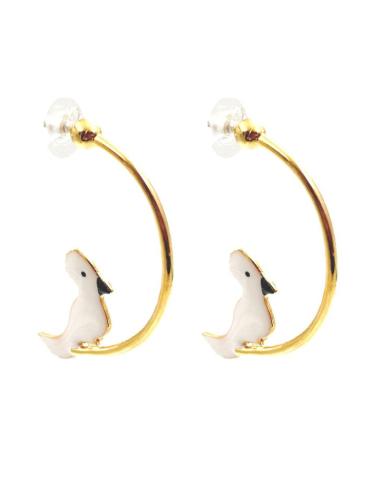 PENDIENTES AROS DORADOS CON PAPAGAYO | EL JARDIN DEL DESEO