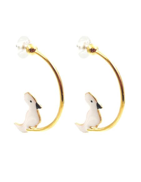 PENDIENTES AROS DORADOS CON PAPAGAYO | EL JARDIN DEL DESEO