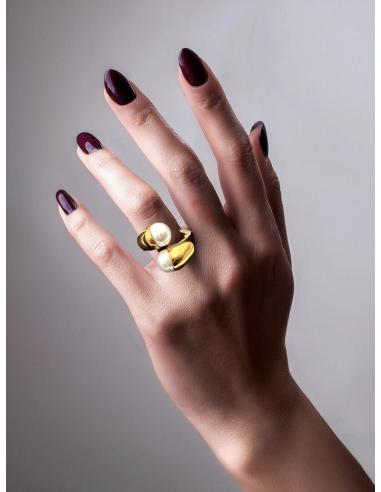 ANILLOS MUJER CON PERLAS Y BAÑO DE ORO PARA BODAS | EL JARDIN DEL DESEO