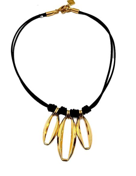 COLLARES DORADOS PARA MUJER CON CUERO | EL JARDIN DEL DESEO