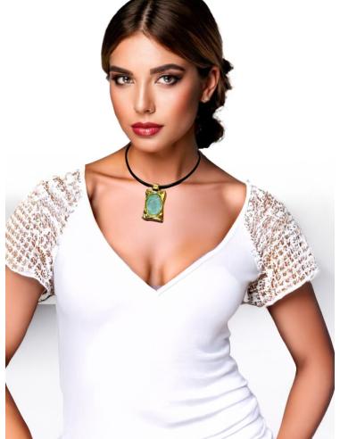 COLLARES CORTOS MUJER CUERO Y COLGANTE DORADO | EL JARDIN DEL DESEO