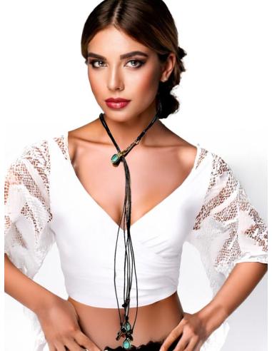 COLLARES MUJER BAÑO ORO Y CUERO ESTILOSO CORBATERO | EL JARDIN DEL DESEO