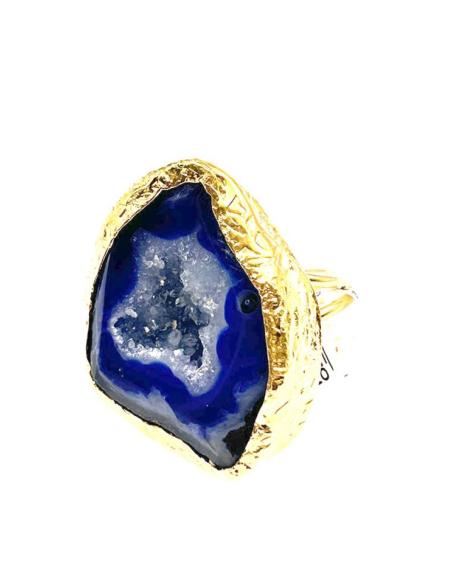 ANILLOS GRANDES AZULONAS DE PIEDRAS DE AGATA