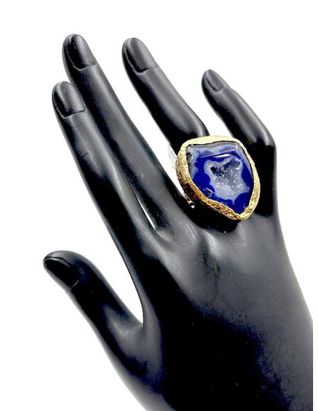ANILLOS GRANDES AZULONAS DE PIEDRAS DE AGATA
